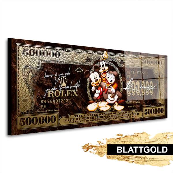 Blattgold Wandbild Micky & Co. Dollar Pop Art Vintage Style