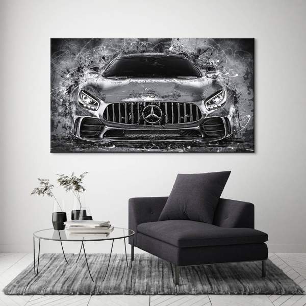 Auto Leinwandbild Mercedes AMG GT Abstrakt Black Style