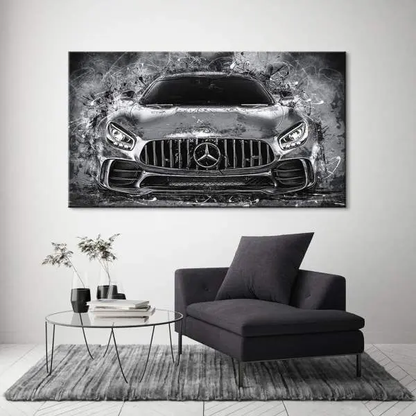 Auto Leinwandbild Mercedes AMG GT Abstrakt Black Style