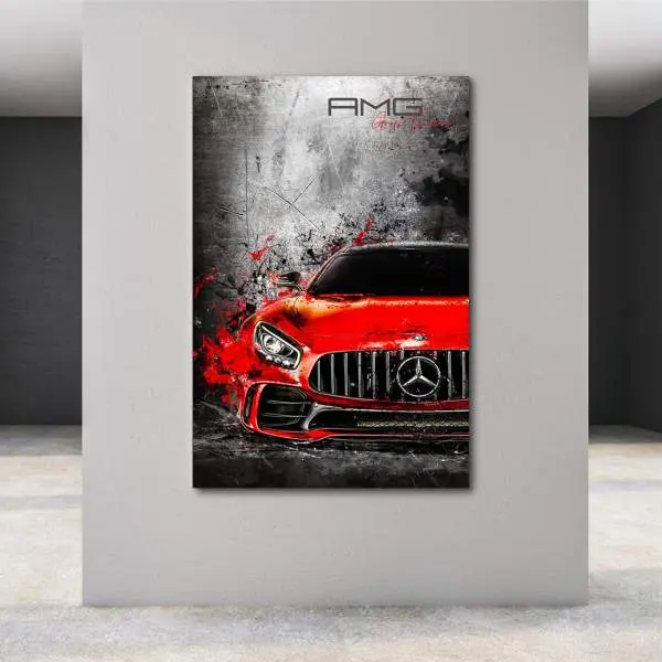 Auto Leinwandbild Mercedes AMG GT Red Modern
