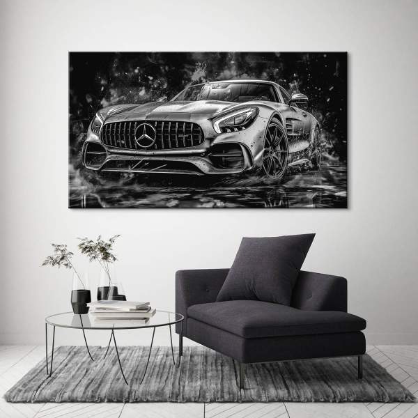Auto Wandbild Mercedes AMG GT Silber