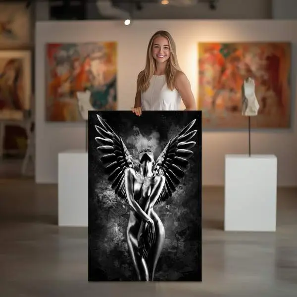 Leinwandbild Sensual Angel Black and White Abstrakt