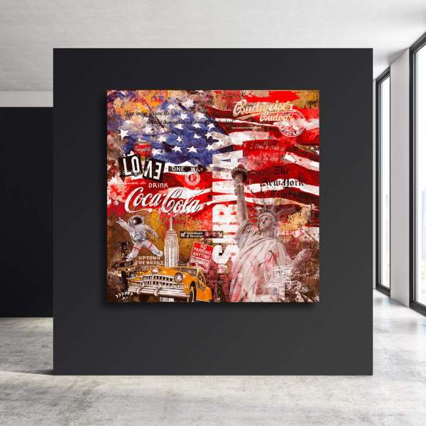 Retro Leinwand Bild Amerika