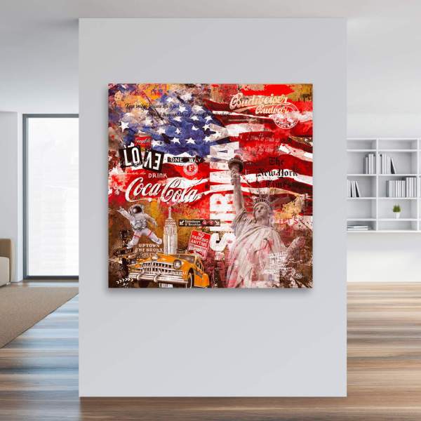 Retro Leinwand Bild Amerika