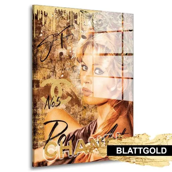 Blattgold Wandbild Bardot St. Tropez Pop Art