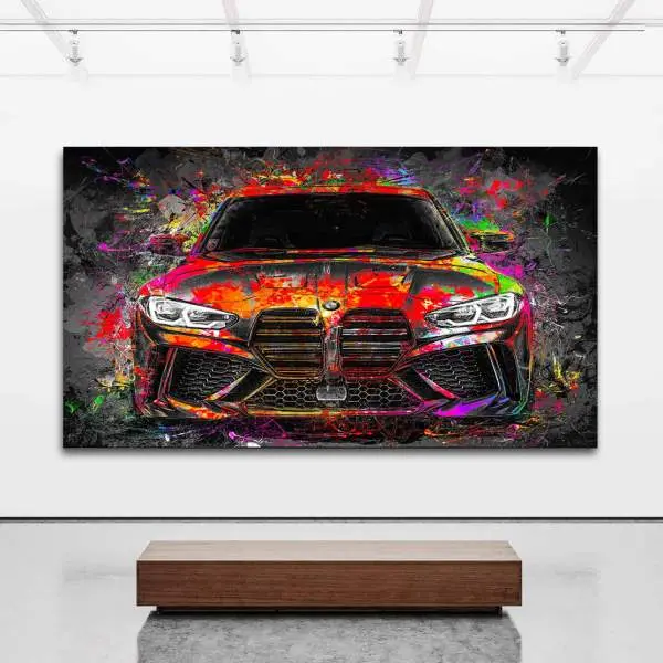 BMW M4 als Leinwandbild von Roland Menzel | Kunstgestalten24