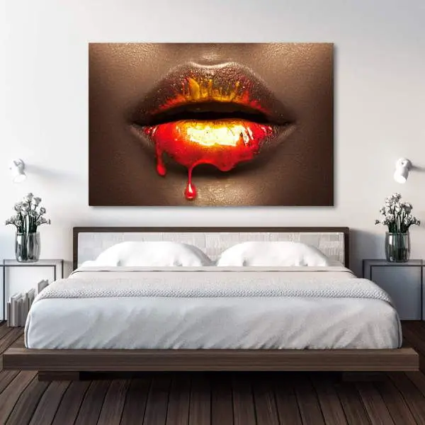 Lippen-Wandbild-Leinwandbild