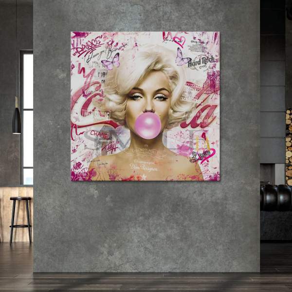 Wandbild Marilyn Monroe Bubble Gum Pop Art