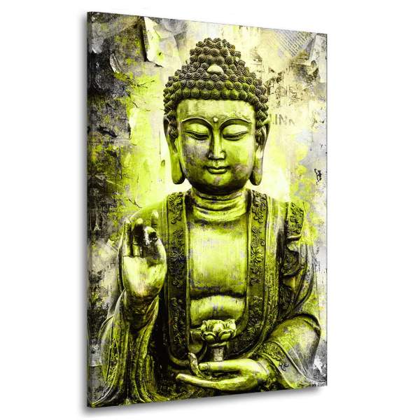 Wandbild Leinwandbild Buddha green Style