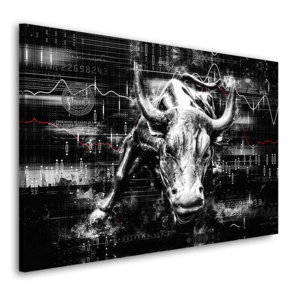 Wandbild Leinwandbild Börse Stier abstrakt dark