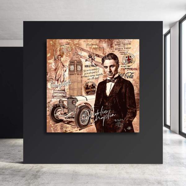 Charlie Chaplin auf Aludibond von Ron Danell