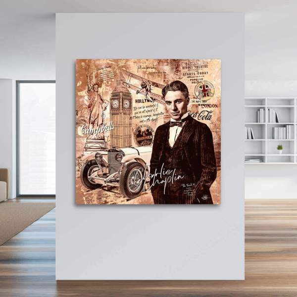 Charlie Chaplin auf Aludibond von Ron Danell