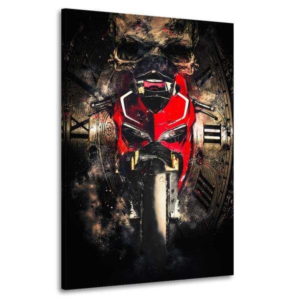 Wandbild Leinwandbild Ducati Panigale abstrakt mit Totenkopf
