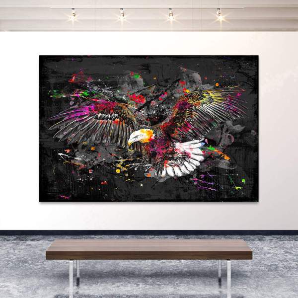 Adler Wandbild PopArt Kunstdruck über Sitzbank