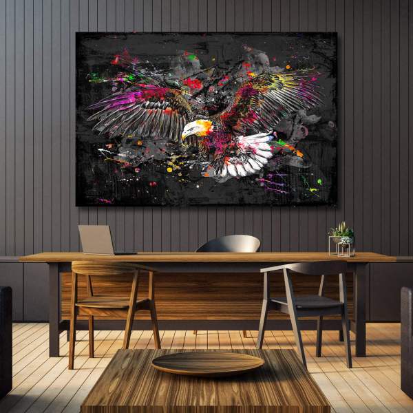 Adler Wandbild PopArt Kunstdruck über Schreibtisch