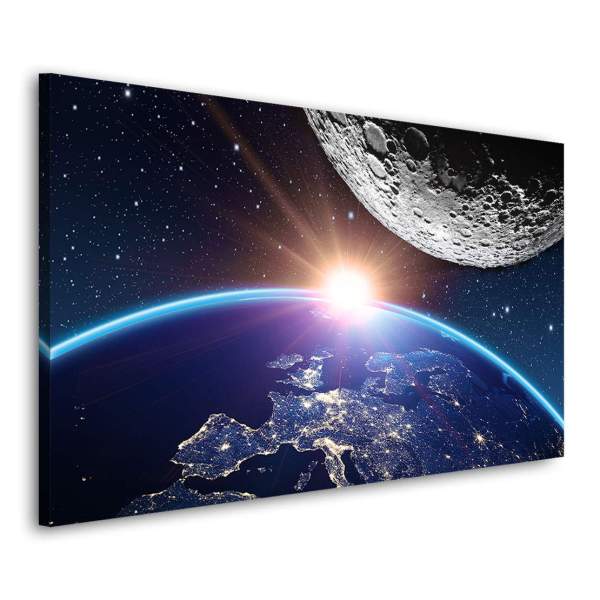 Wandbild Leinwandbild Planet Erde und Mond