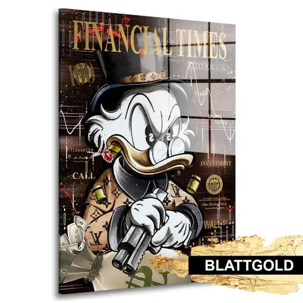 Blattgold Wandbild Dagobert Financial Times Retro Pop Art