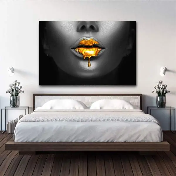 Wandbild Leinwandbild Goldene Lippen