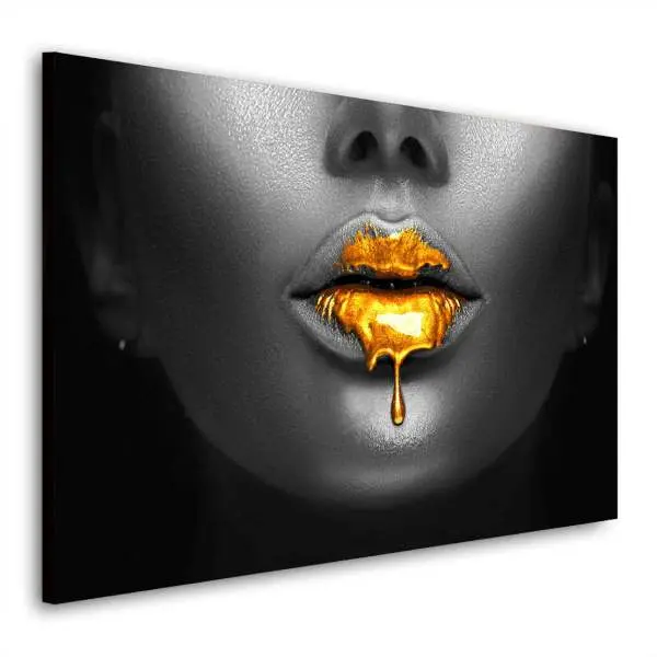Wandbild Leinwandbild Goldene Lippen