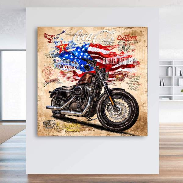 Harley Davidson Wandbild Kunstgestalten24