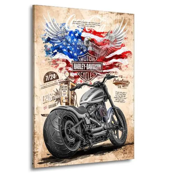 Wandbild Leinwandbild Harley Davidson Eagle Modern Style Motorradbild