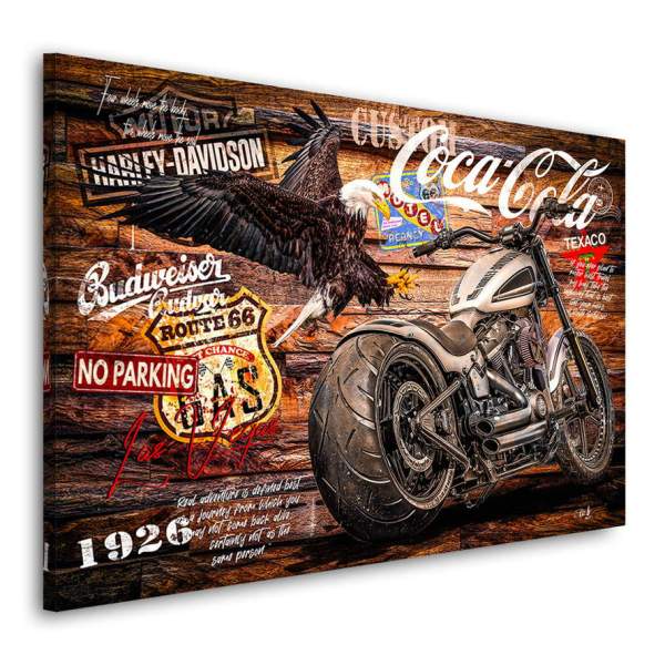 Motorrad Leinwandbild Harley Eagle Pop Art Style