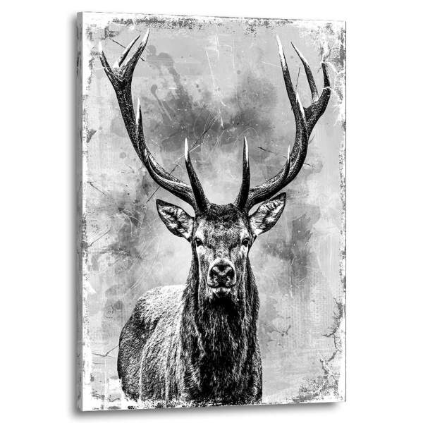 Wandbild Leinwandbild Hirsch White Style