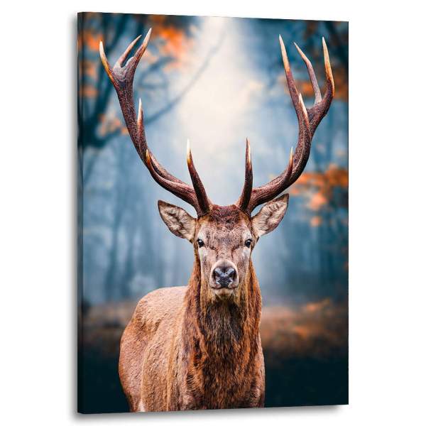 Wandbild Leinwandbild Hirsch Blue Forest
