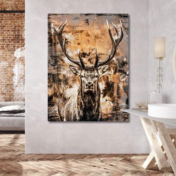 Leinwandbild-Hirsch-Wandbild