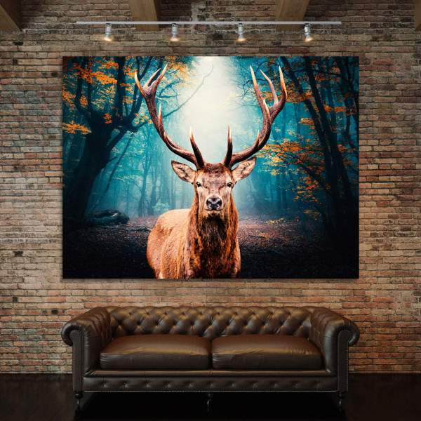 Wandbild Leinwandbild Hirsch Forest