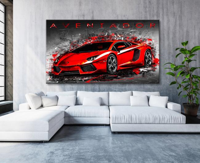 Auto Wandbild Leinwandbild Lamborghini Aventador Abstrakt