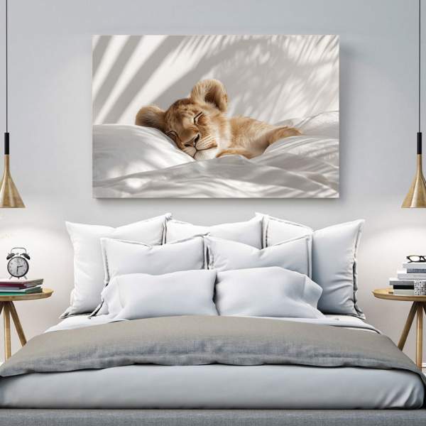 Schlafender Löwe Wandbild von Kunstgestalten24