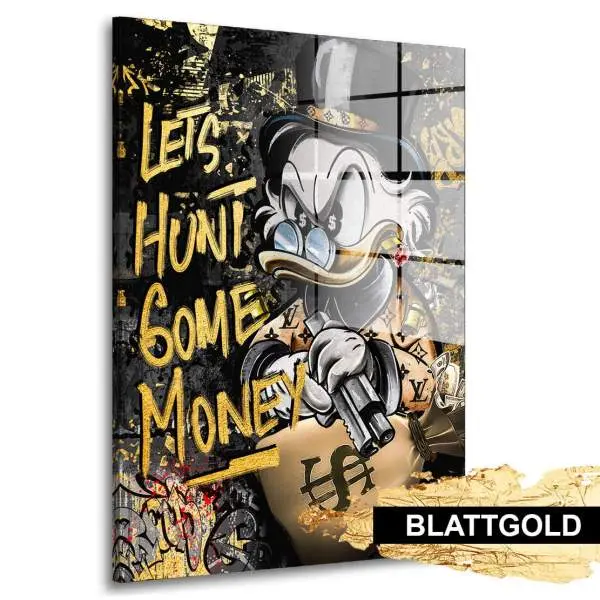 Blattgold Wandbild Money Duck Grafitti Style