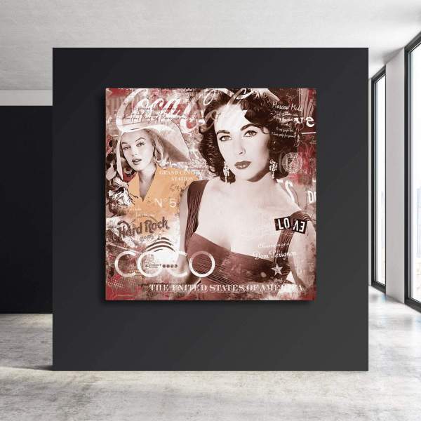 Liz Taylor & Marilyn Monroe Wandbild