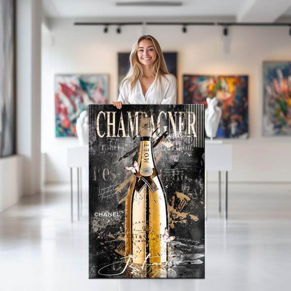Wandbild Champagner Black Style