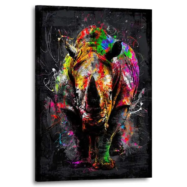 Wandbild Leinwandbild Nashorn PopArt Style