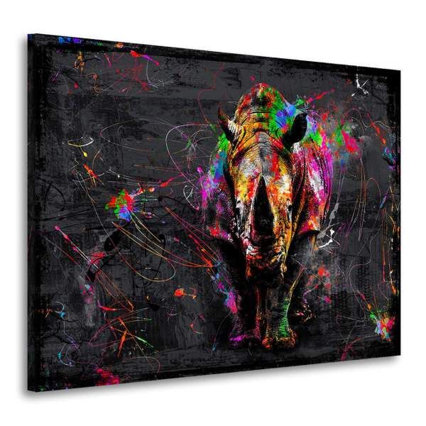 Wandbild Leinwandbild Nashorn Pop Art