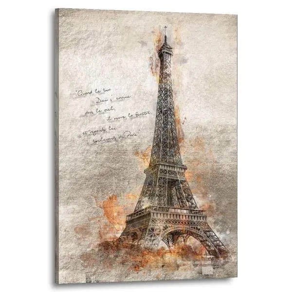 Wandbild Leinwandbild Paris Eiffelturm Gold Style