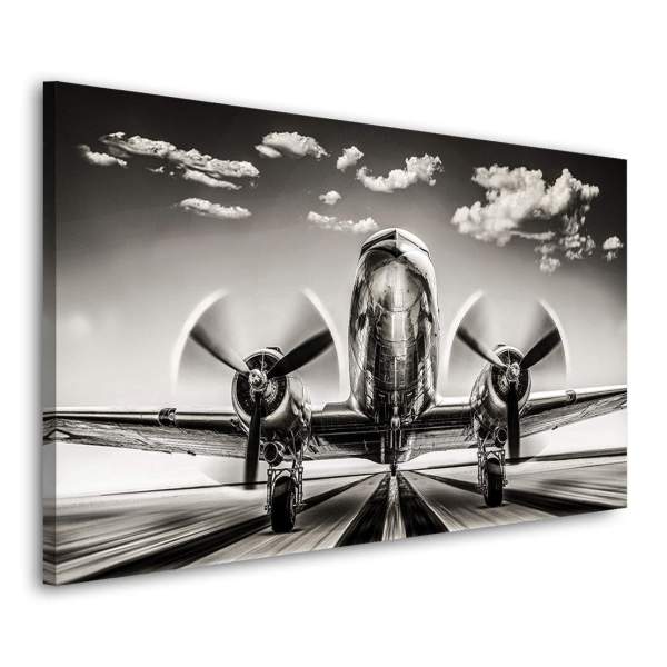 Wandbild Leinwandbild Propeller Flugzeug Retro