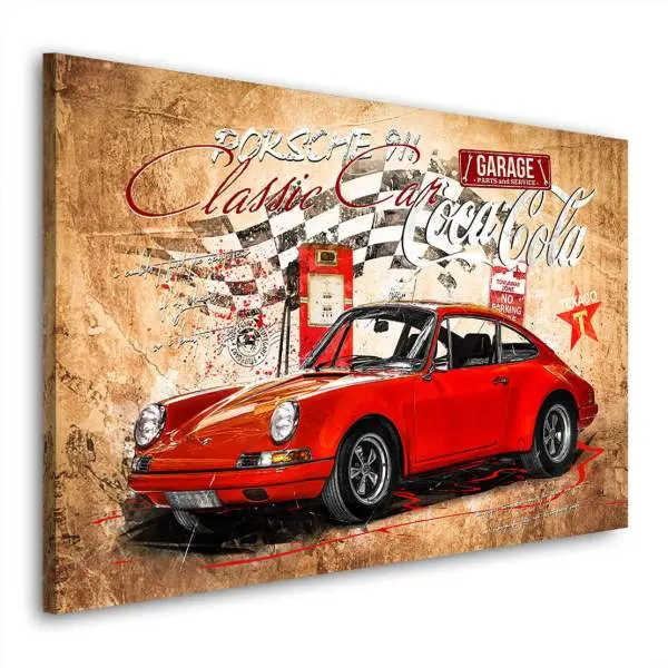 Auto Wandbild Leinwandbild Porsche Classic Pop Art Retro Style