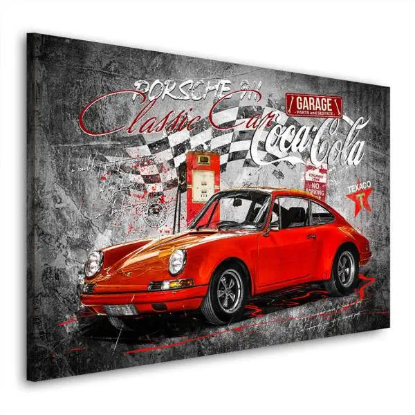 Auto Wandbild Leinwandbild Porsche Classic Pop Art Black Style