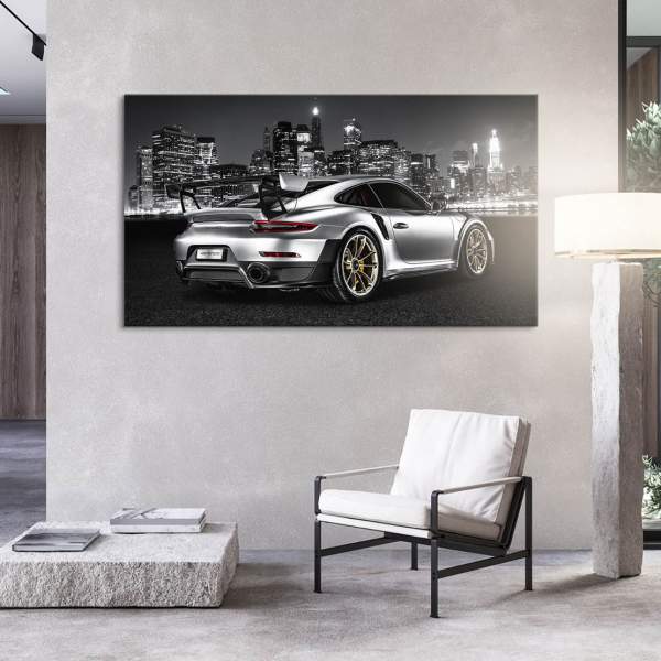 Auto Wandbild Leinwandbild Porsche GT2 RS City Style
