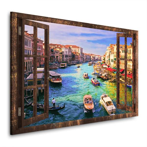 Wandbild Leinwandbild Venedig Fensterblick