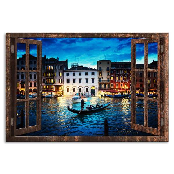 Wandbild Leinwandbild Venedig Fensterblick Gondoliere