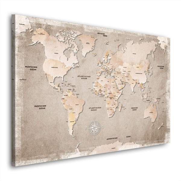 Wandbild Leinwandbild Weltkarte Desert