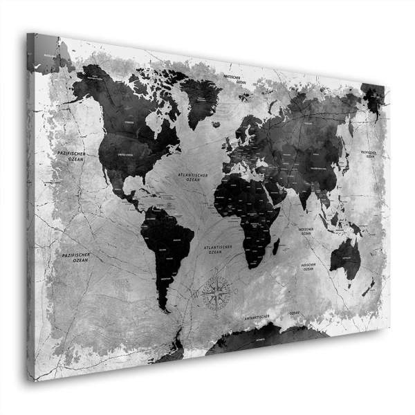 Wandbild Leinwandbild Weltkarte grey Stone