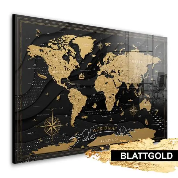 Blattgold Weltkarte von Kunstgestalten24