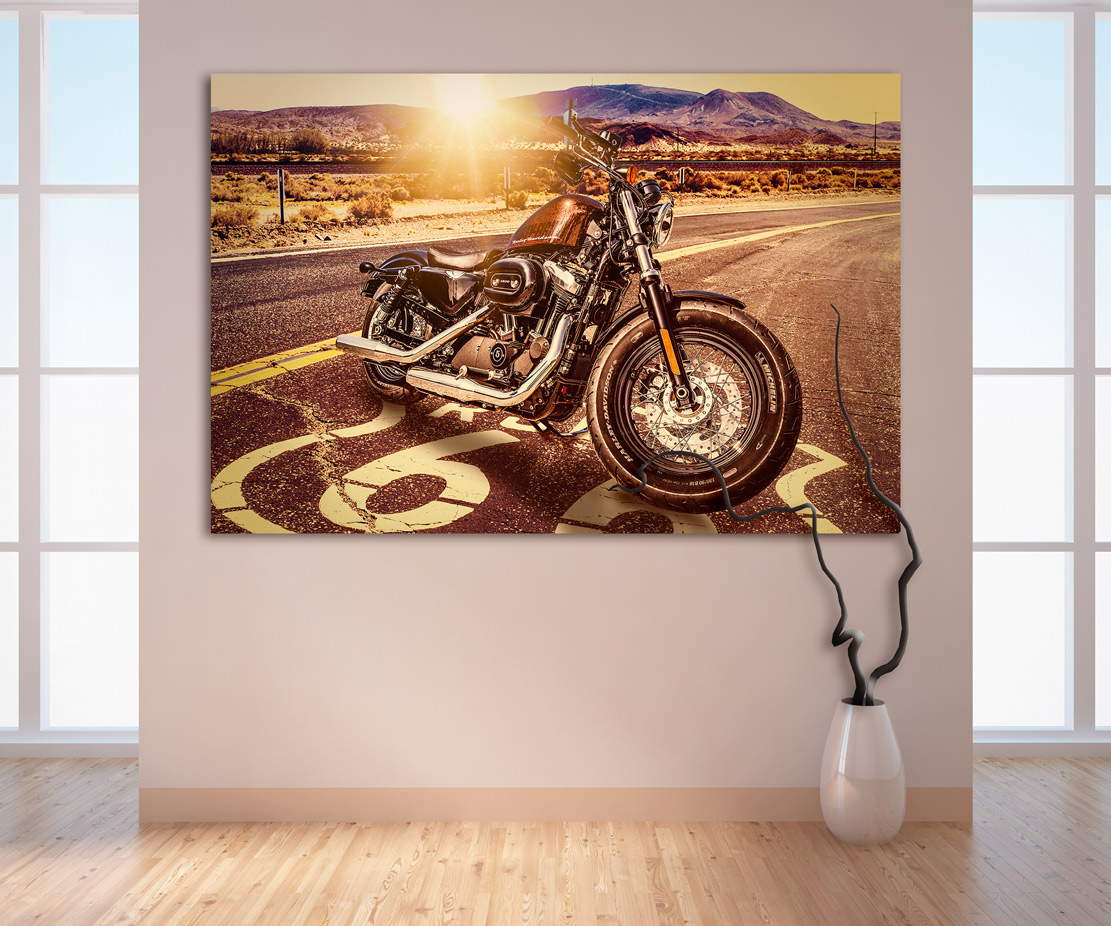 Panorama Bild auf Leinwand Bike Harley Poster Wandbild  XXL 150 cm *50 cm 474 
