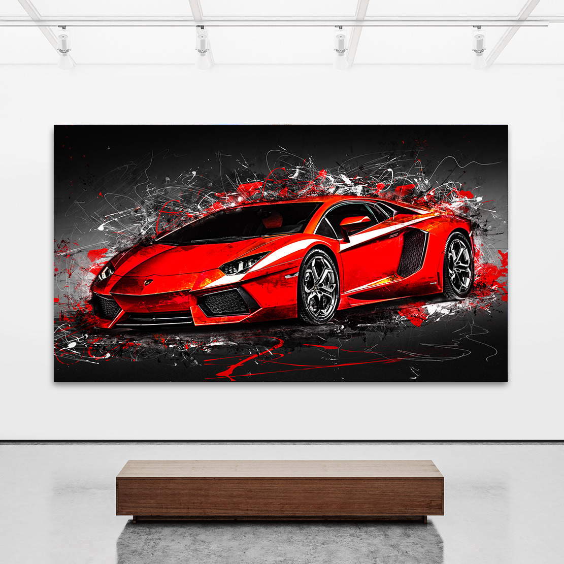 Lamborghini Gallardo echte LEINWAND Bild Canvas ART Kunstdruck Leinwandbild