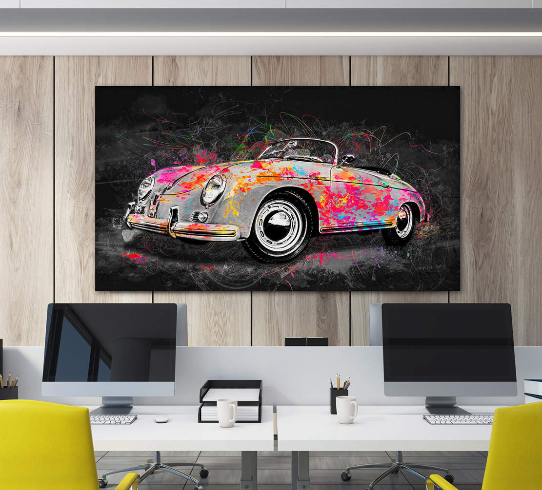 Leinwand Bild Porsche Speedster Auto Modern Abstrakt Poster XXL Wandbild 